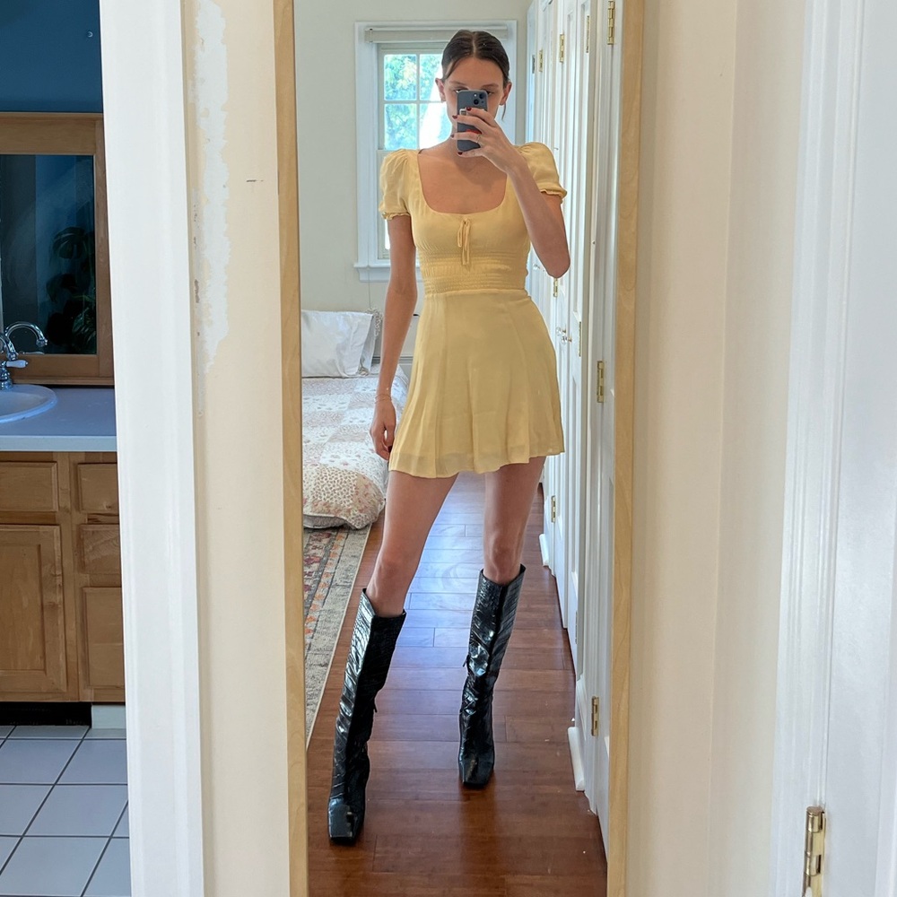 Reformation yellow mini dress, 2
